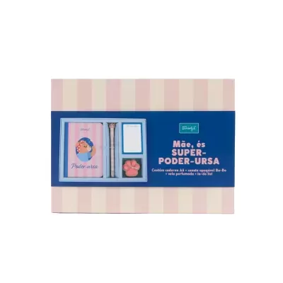 Conjunto de caderno e acessórios Mr. Wonderful com tema ursa em embalagem azul