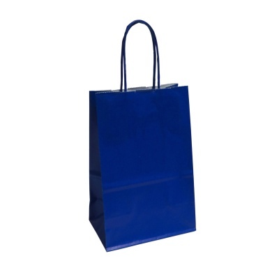 Saco azul de papel com alças em corda