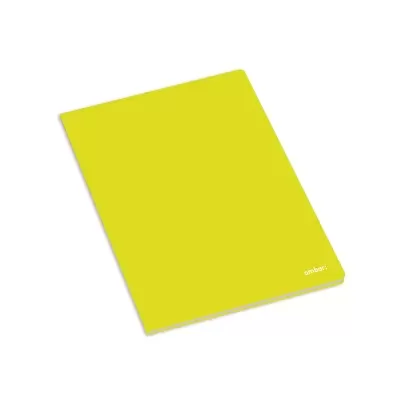 Caderno amarelo com palavra 'ambassador' na capa