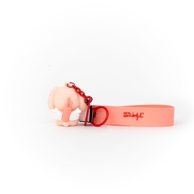 Chaveiro rosa com personagem e pulseira Mr. Wonderful