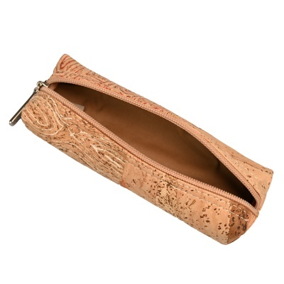 Estojo retangular de cortiça com fecho de correr