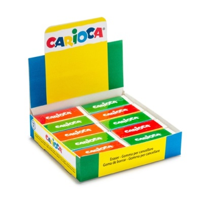 Caixa de borrachas CARIOCA coloridas em embalagem retangular