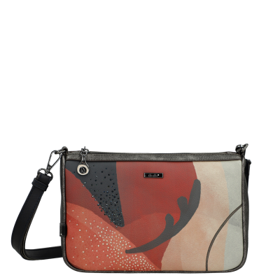 Mala de ombro com padrão abstrato e pedras brilhantes