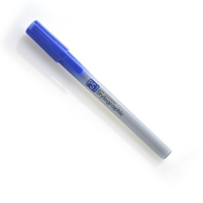 Caneta de tinta azul PS1 Stylographic com corpo branco e tampa azul