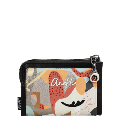 Carteira Anekke com padrão abstrato colorido e fecho decorativo