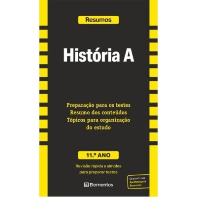 Capa do livro 'História A' 11.º ano com texto preto, amarelo e branco