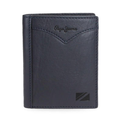 Carteira preta de pele Pepe Jeans com texto em relevo e logótipo