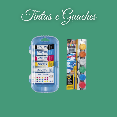 Kit de tintas guache GIOTTO e conjunto de guaches em pastilha com pincéis