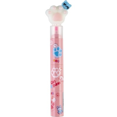 Apontador de lápis rosa com tampa em forma de pata de gato