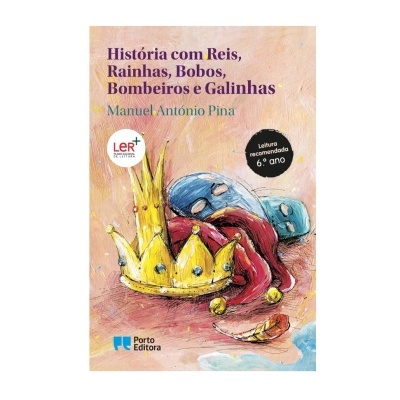 Capa de livro com ilustração de coroa e chapéu de bobo