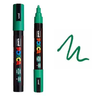 Marcadores Uni Posca com tinta verde e corpo preto com tampas verdes