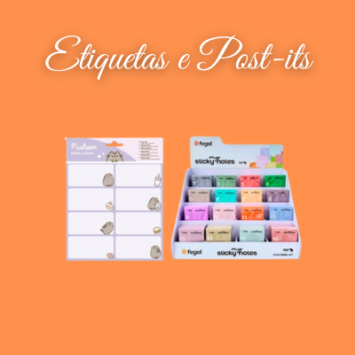 Etiquetas autocolantes e blocos de sticky notes coloridos