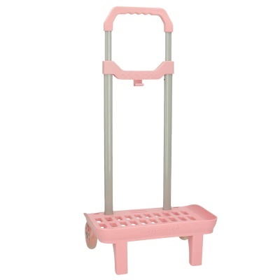Carrinho de transporte cor-de-rosa com rodas e pega ajustável