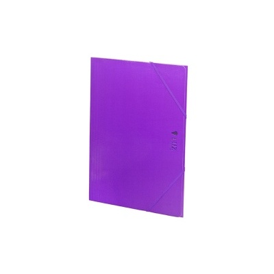 Pasta elástica de plástico violeta com logo em relevo