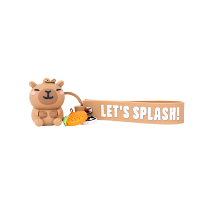 Porta-chaves de borracha com urso castanho e fita LETS SPLASH!
