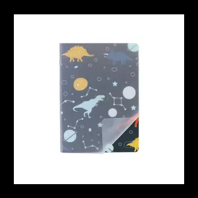 Capa protetora para tablet ou livro com estampas de dinossauros e planetas