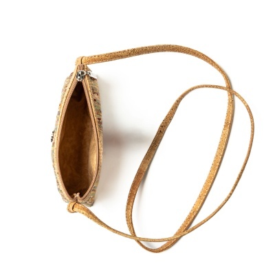 Mala pequena padrão floral com fecho e alça castanha