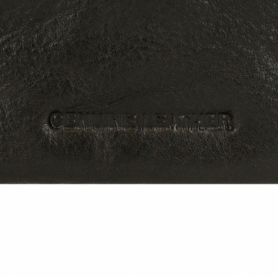 Pele preta genuína com texto embutido GENUINE LEATHER