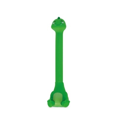 Brinquedo para cão em forma de dinossauro verde com sorriso.