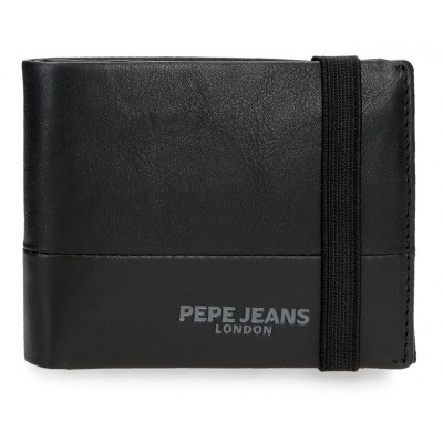 Carteira preta com elástico e logo PEPE JEANS LONDON
