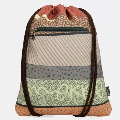 Mochila saco com padrão colorido e fecho zipper