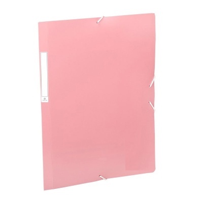 Pasta de arquivo cor-de-rosa com elásticos brancos e etiqueta CARDCOVER
