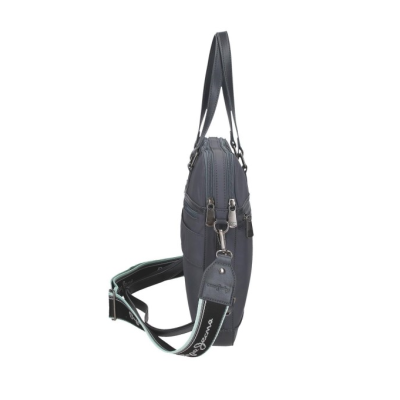 Mala pasta cinzenta escura com alças e fecho