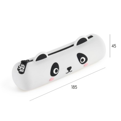 Estojo cilíndrico branco com rosto de panda e orelhas 3D