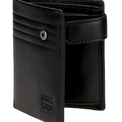 Carteira preta de pele com logótipo Pepe Jeans