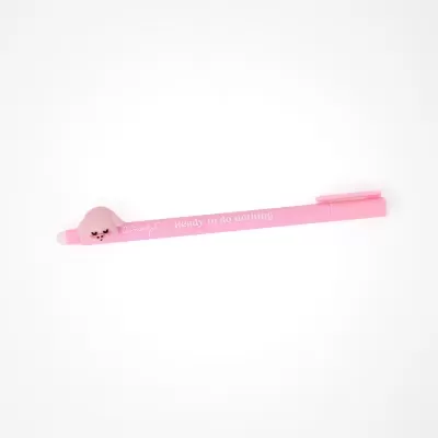 Caneta rosa com porquinho 3D e texto mr. wonderful Ready to do nothing.