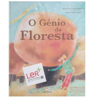 Capa de livro infantil com personagem e cogumelo grande