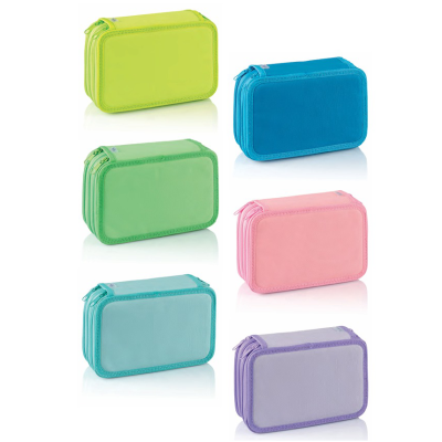 Estojos retangulares coloridos com fecho de correr