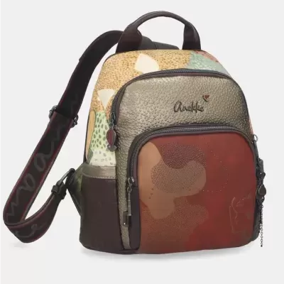 Mochila pequena multicolorida com padrões e logótipo Anekke