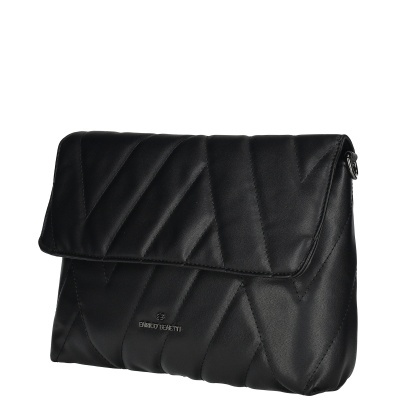 Mala de mão preta acolchoada com padrão em linhas diagonais da marca Enrico Benetti