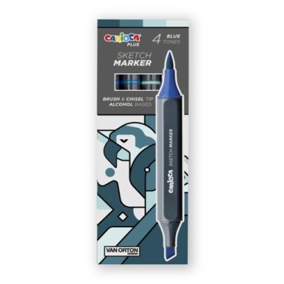 Pacote de marcadores Carioca Plus azul com quatro tons