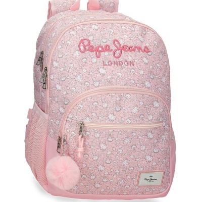 Mochila rosa com padrão floral e logótipo Pepe Jeans LONDON