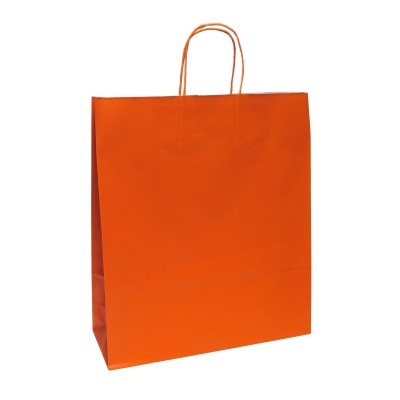 Saco de papel laranja com alças