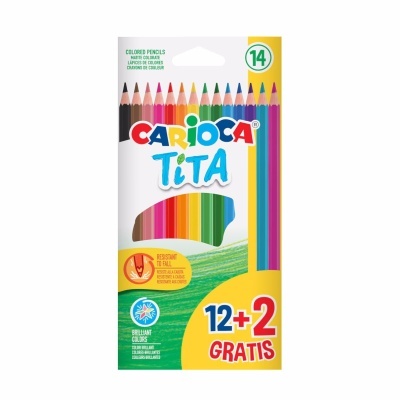 Embalagem de lápis de cor CARIOCA TITA com 14 lápis coloridos