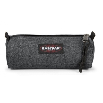 Estojo cinzento escuro EASTPAK com fecho e cordão preto, logotipo visível