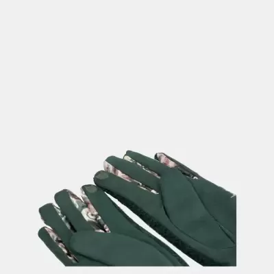 Par de luvas verdes com forro floral
