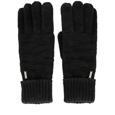 Par de luvas pretas em malha com punhos canelados