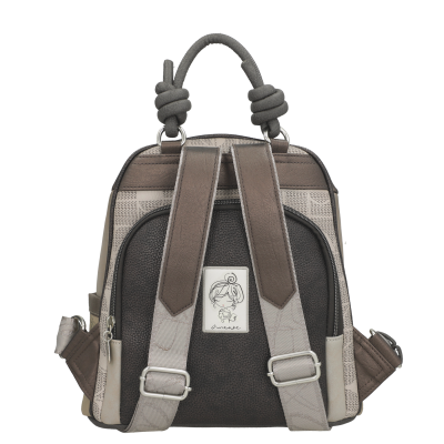 Mochila castanha e bege com alças ajustáveis e desenho Anekke