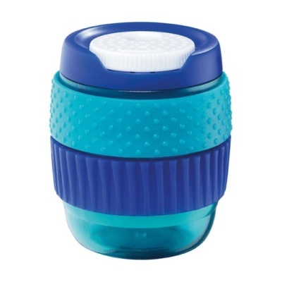 Recipiente pequeno azul e turquesa com tampa branca