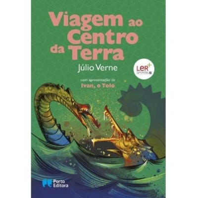 Capa do livro Viagem ao Centro da Terra com ilustração de criaturas marinhas