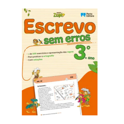 Capa de livro educativo para o 3.º ano com texto e ilustrações coloridas