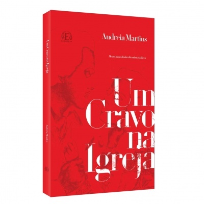 Capa vermelha do livro Um Cravo na Igreja de Andreia Martins