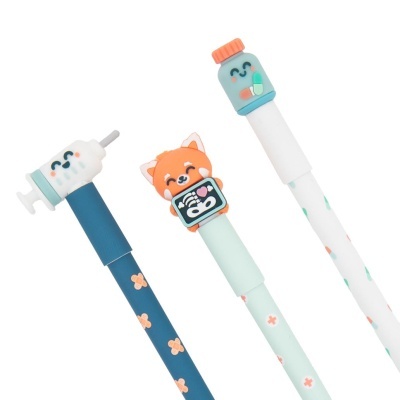 Canetas com tampas decorativas em silicone estilo médico e animal