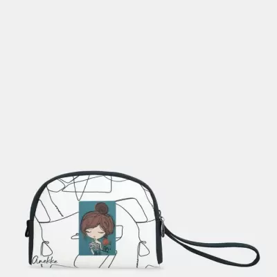 Bolsa branca com ilustração de menina e alça preta