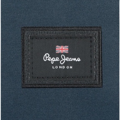 Etiqueta Pepe Jeans LONDON com bandeira do Reino Unido em tecido azul escuro