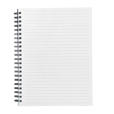 Caderno pautado com espiral preta